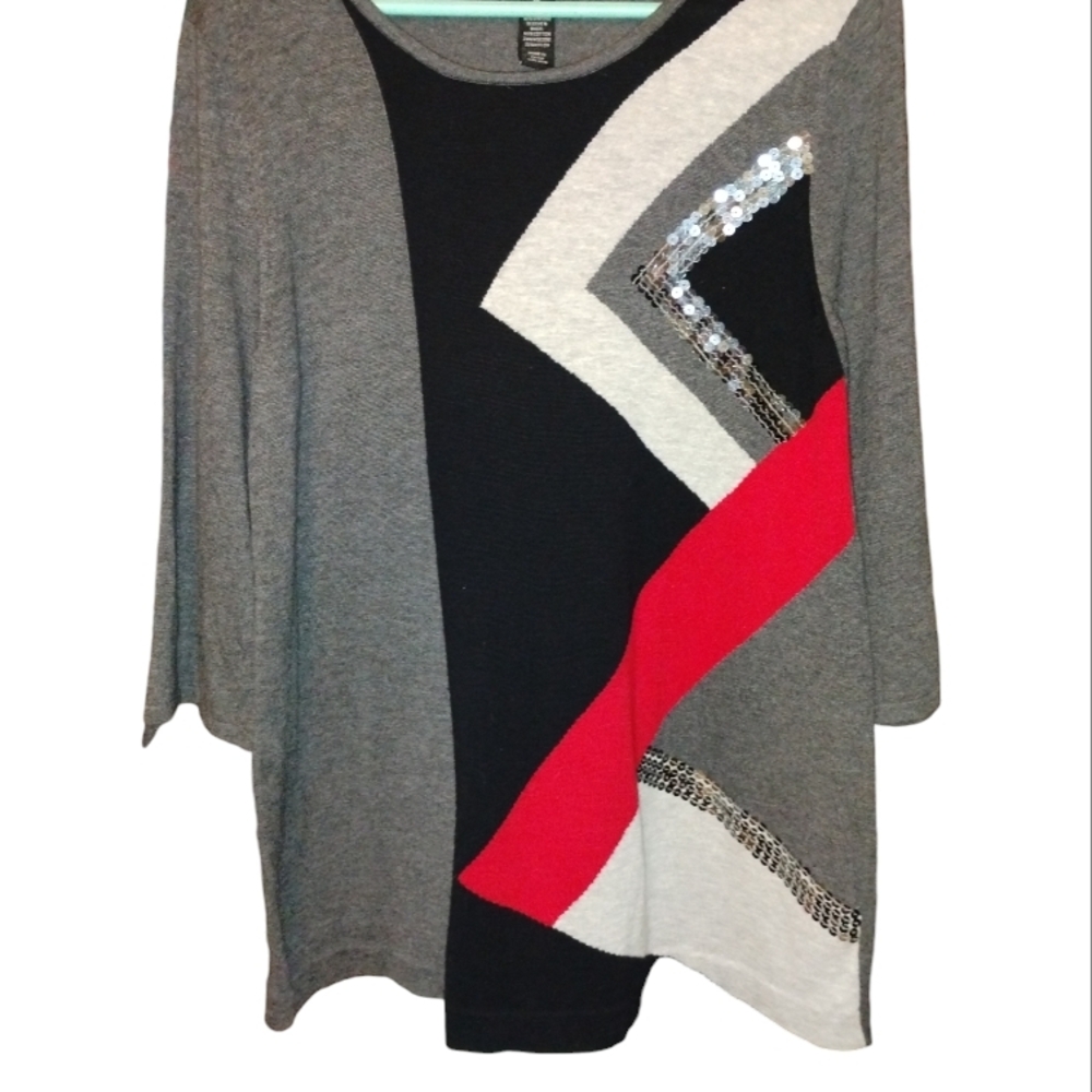 Chico's Gray Colorblock Sweater